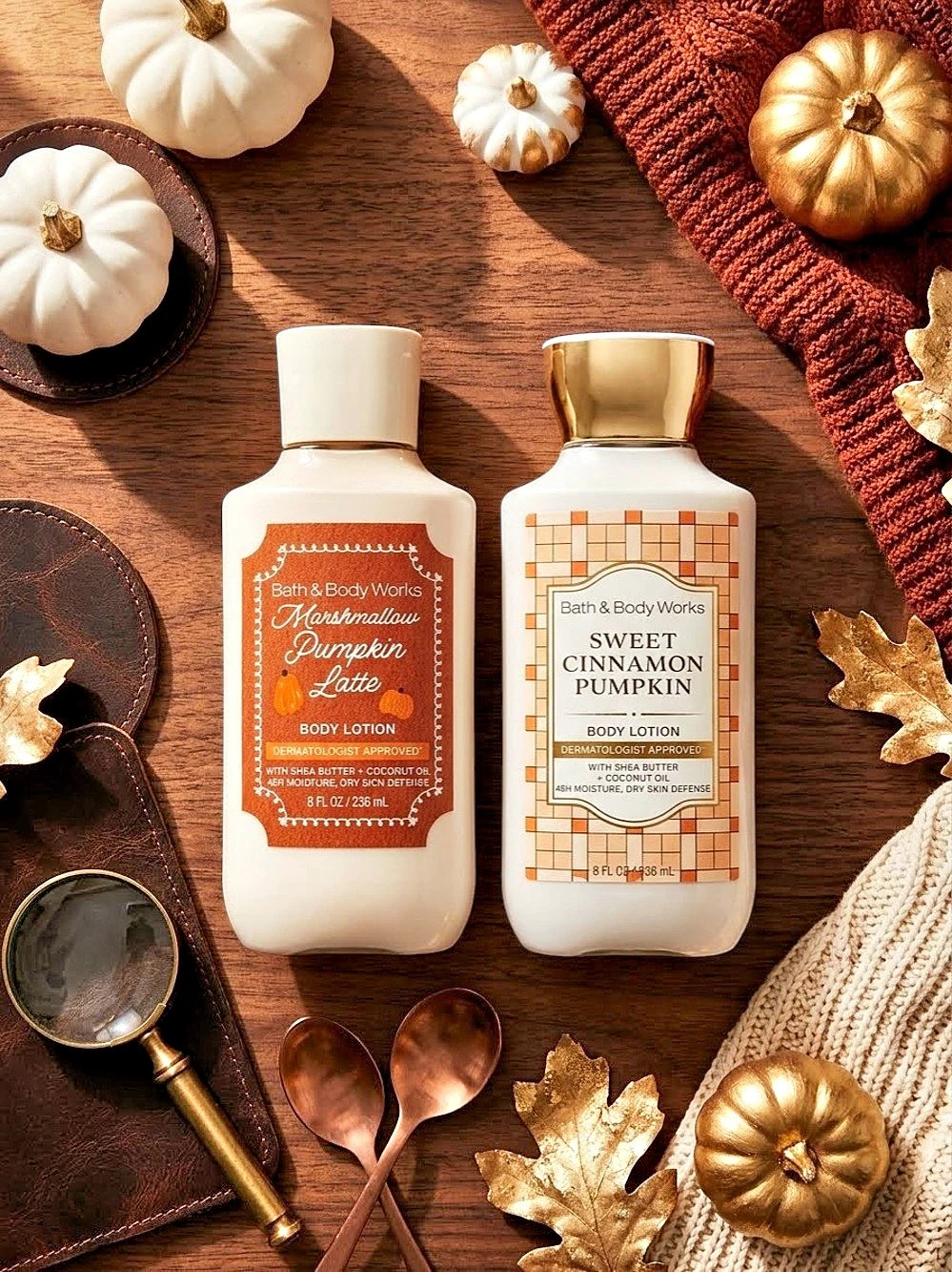 Bath & Body Works Pumpkin Body Lotion Duo Marshmallow Latte + Sweet Cinnamon